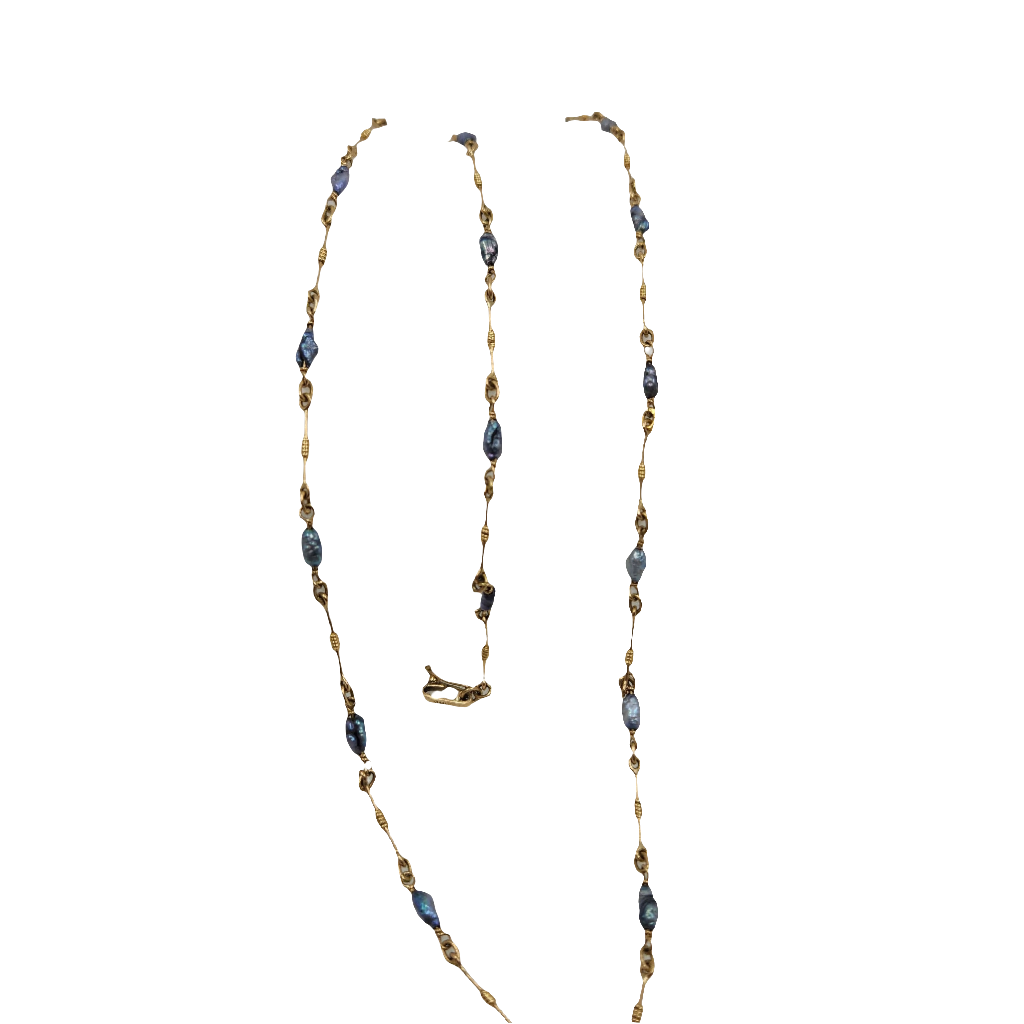 18k Pearl /Blue Necklace set