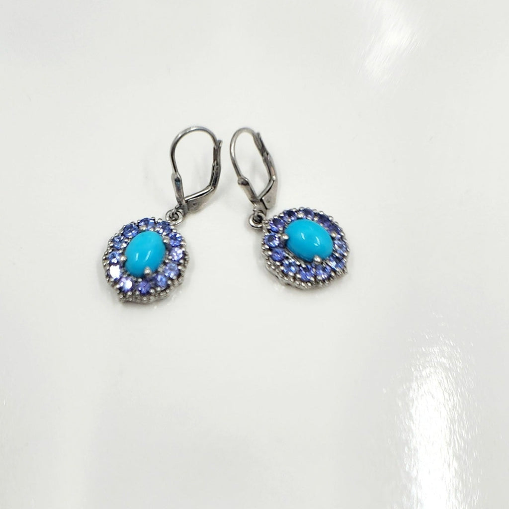 925 Sterling Silver Turquoise /Tanzanite Earrings