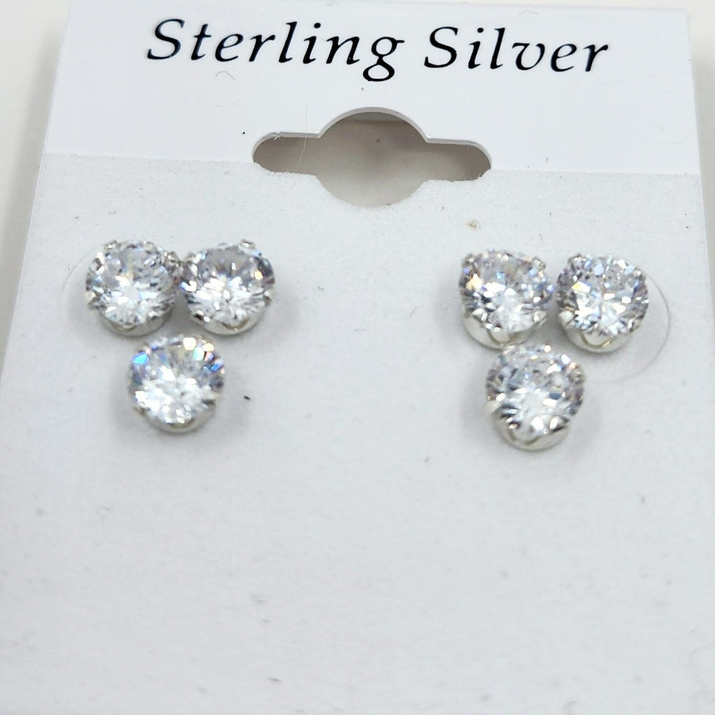 925 Sterling Silver 3 set studs
