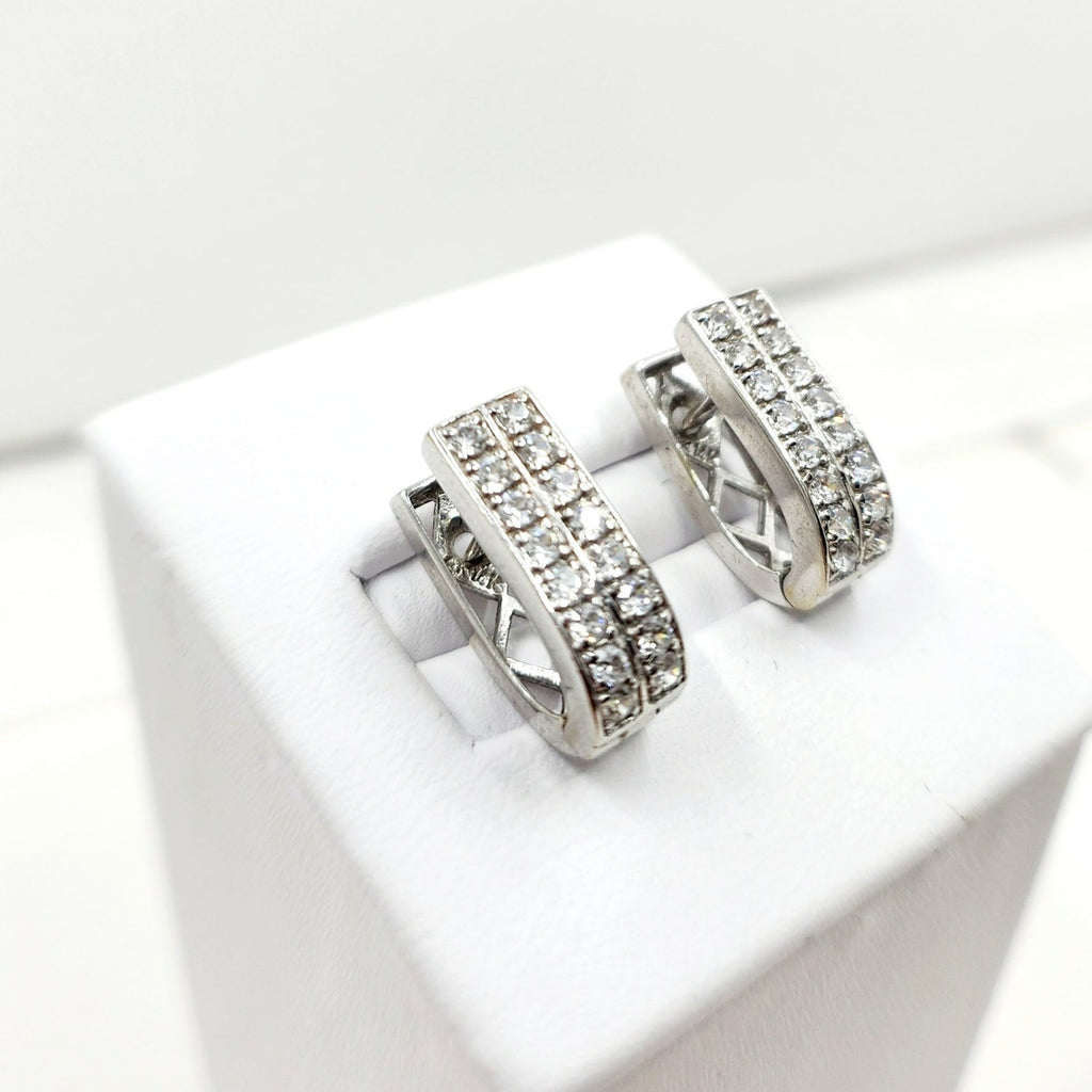 14K WHITE GOLD CZ EARRINGS