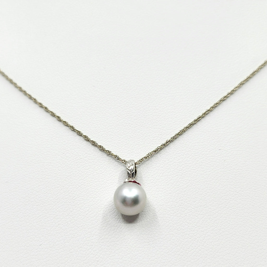 14k White Gold Gray Pearl Pendant