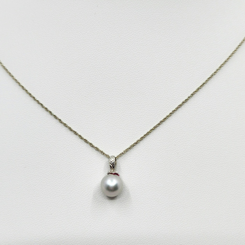 14k White Gold Gray Pearl Pendant