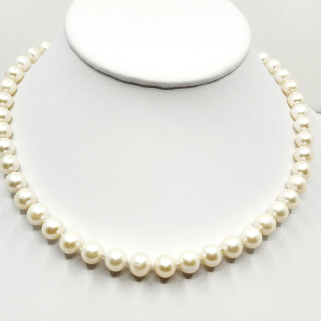 14k  YELLOW GOLD FILIGREE LOCK PEARL NECKLACE