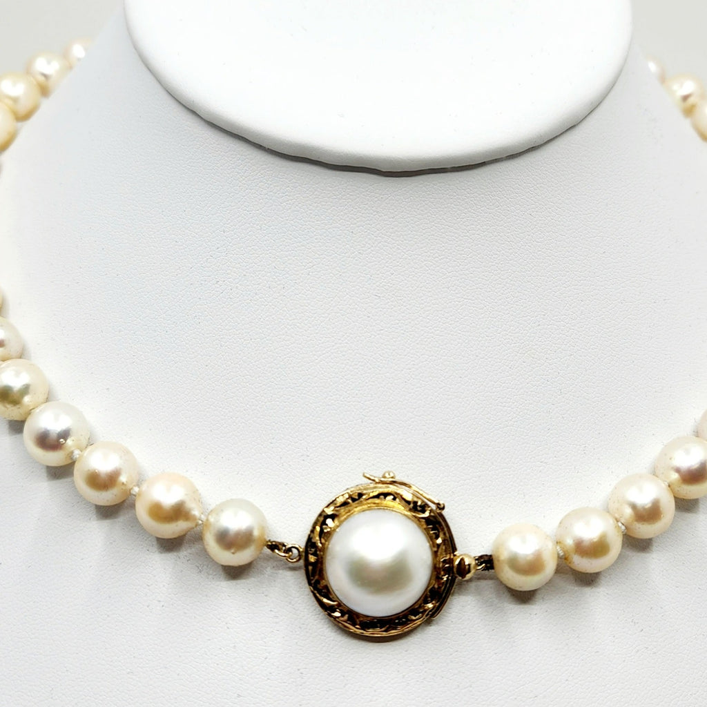 14K YELLOW GOLD PEARL NECKLACE