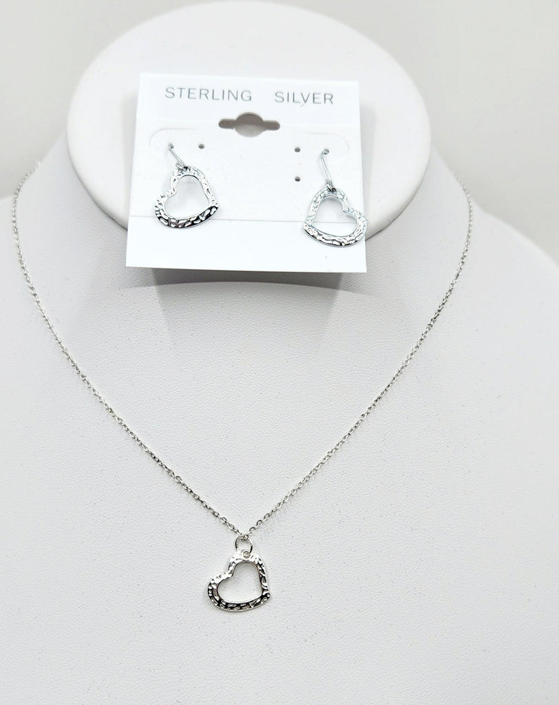925 Sterling Silver Set Heart charm /earrings