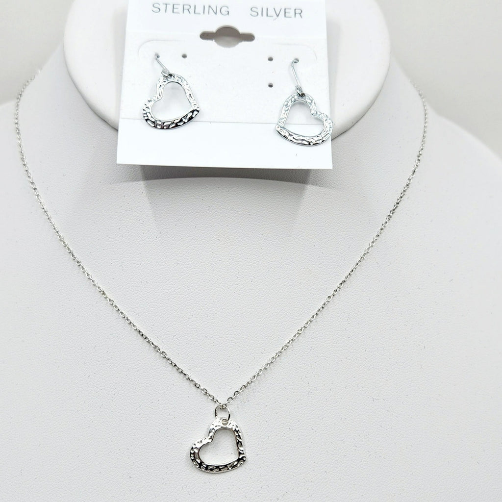 925 Sterling Silver Set Heart charm /earrings