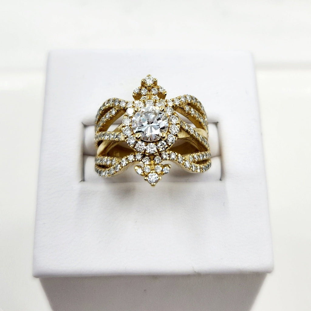 14k yellow Gold Brilliant-cut Diamond Ring