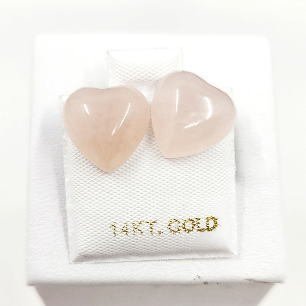 14k  Quartz Heart studs Earrings