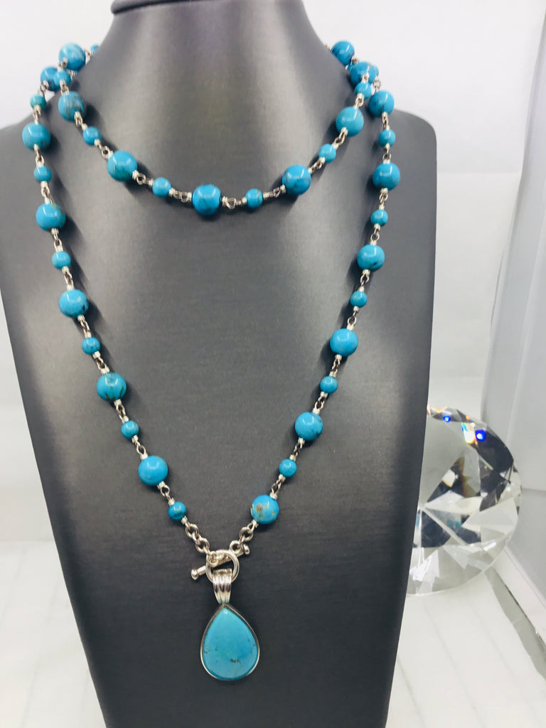 925 Vintage  Silver turquoise necklace