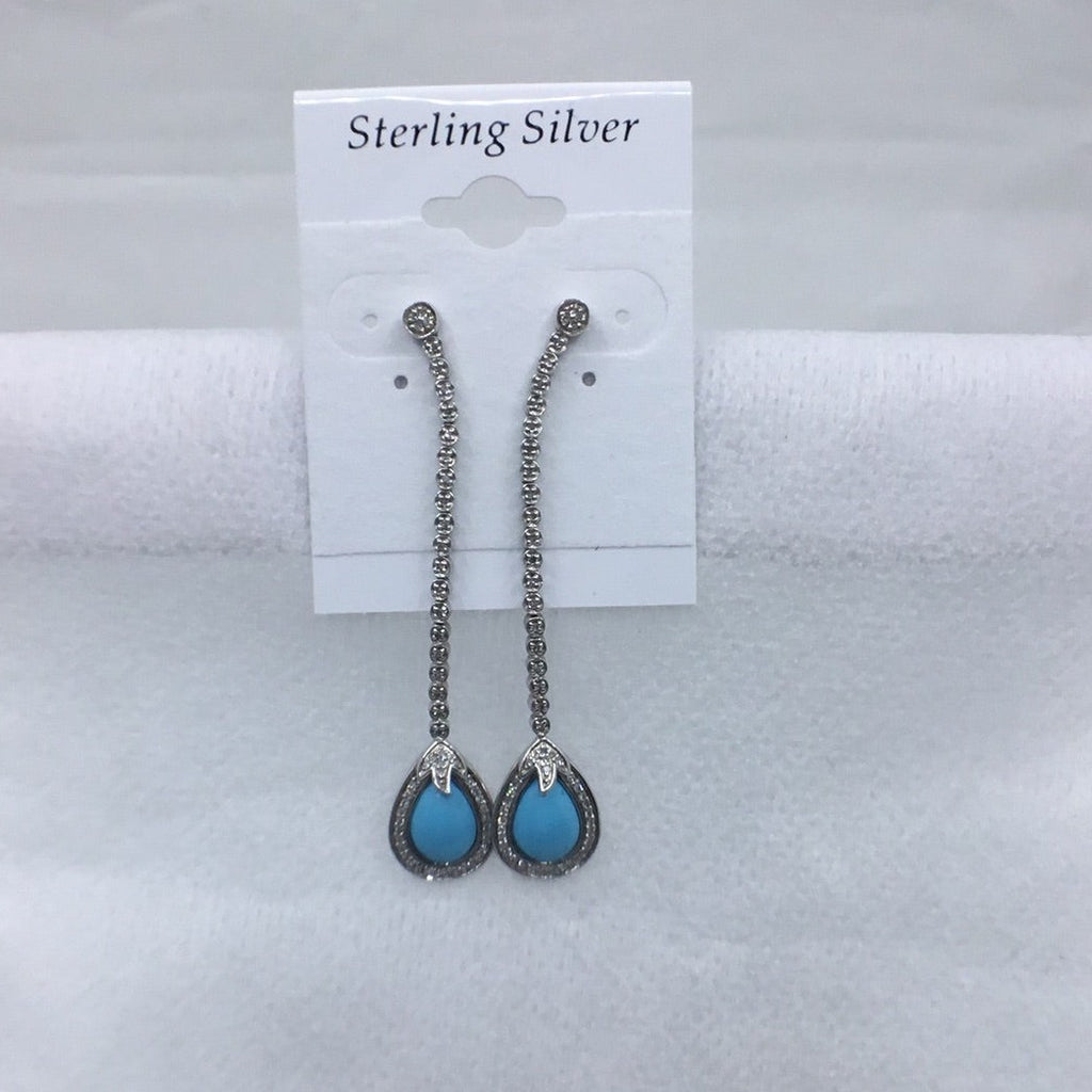925 Sterling  Silver  Cz /turqouise Earrings