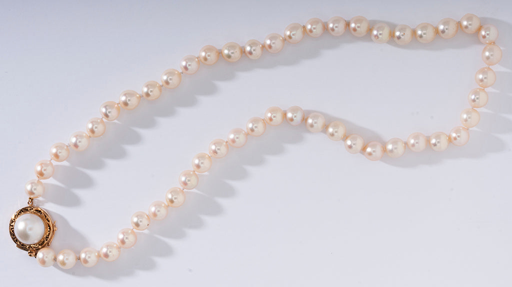 14K YELLOW GOLD PEARL NECKLACE